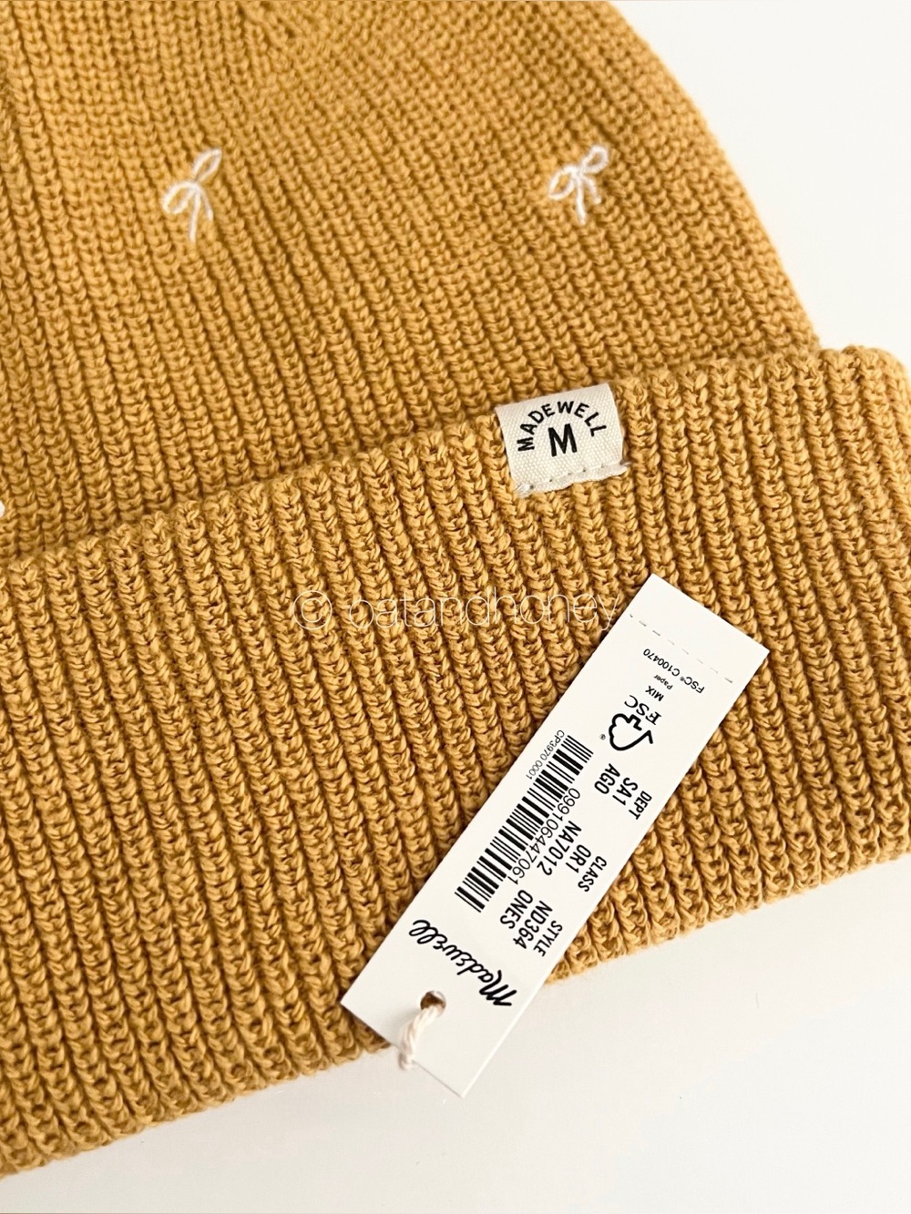 Madewell Bow Embroidered Re(sourced) Cotton Cuffed Beanie - Picture 2 of 2
